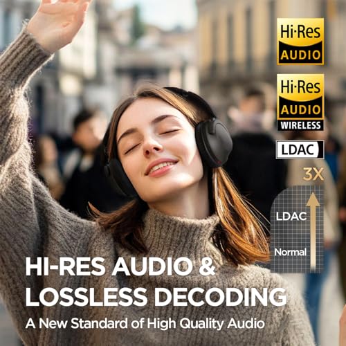 Image of 1MORE SonoFlow Pro HQ51 Active Noise Cancelling Headphones, -45dB QuietMax ANC, 40mm DLC Driver, Hi-Res Wireless /Wired, 65H Long ANC Playtime, LDAC Bluetooth, Comfort Soft Over-Ear Headphones with Mic