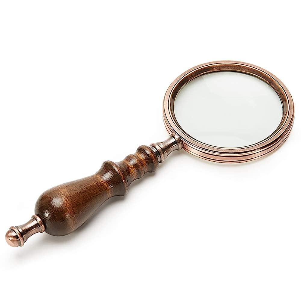 asdchZen Handheld Magnifier 10X Reading Magnifier,Undistorted Lens For The Elderly Low Books Pages Magazines Newspapers And Maps Magnifier/Brown