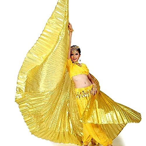 Calcifer® Asas egípcias para dança do ventre, asas de Ísis, presente para festas grandes de Natal (dourado)