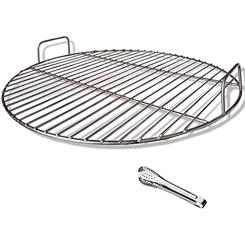 huanniu - Parrilla Redonda de Acero Inoxidable 304 para Barbacoas de 44,5 cm con Pinzas Cover