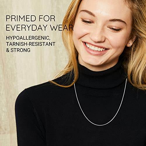 Kisper Silver 8 Sided Snake Chain Necklace –Thin, Dainty, 925 Sterling Silver Jewelry For Women & Men With Lobster Clasp – Made In Italy, 16” #TOP4