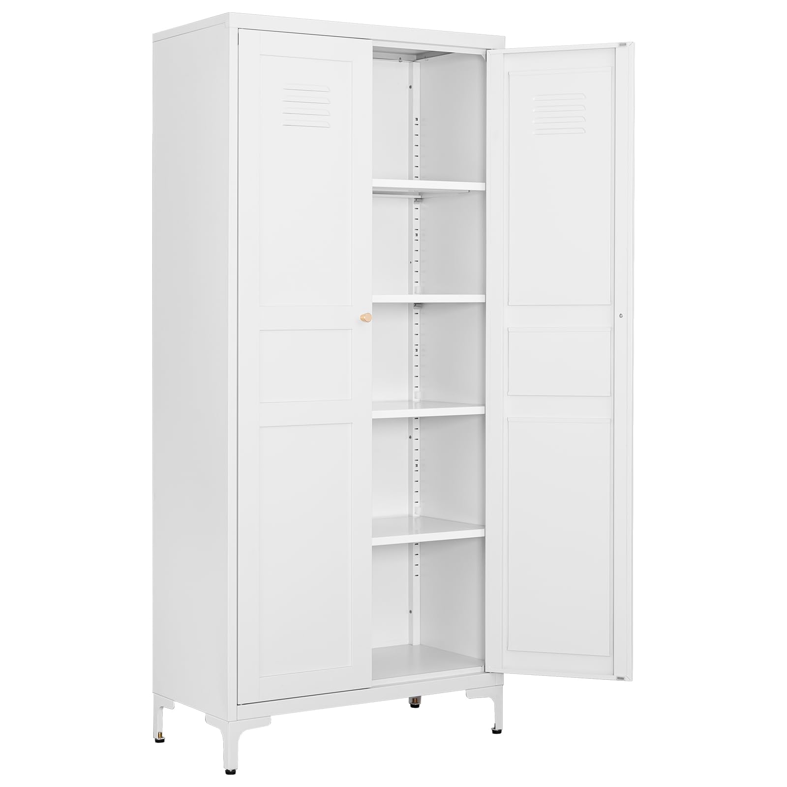 Fesbos Metal Storage Cabinet-61” Tall Steel File Cabinets with Doors and 4 Adjustable Shelves-White Steel Storage Cabinet for Home,Kitchen, School,