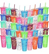 45 Pack Plastic Tumblers with Lids and Straws, 24 oz Employee Appreciation Tumbler Bulk Bible Ver...