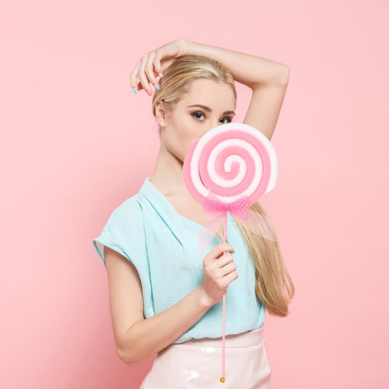 BESTOYARD 10 Pcs Lollipop Props Simulation DIY Candy Decorations for Photography Party Wedding Decor, Pink