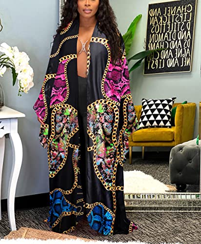 Image of Kimono Cardigan for Women Long Boho Satin Kimono Robes Plus Size Open Front Beach Swimsuit Cover Ups Lightweight Duster