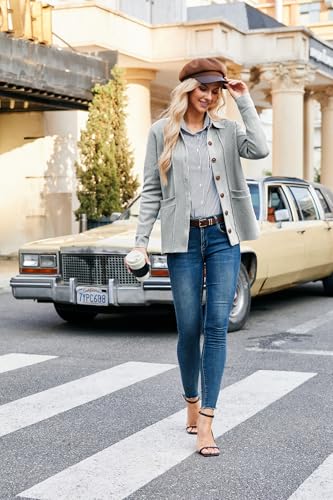 GRACE KARIN Maglione da Donna con Risvolto Cardigan Manica Lunga Button Down Maglione Classico con Tasche