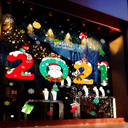 WELLXUNK® Pegatinas Ventanas Navidad, Decoracion Navidad Pegatinas, Pegatina Calcomanía de Ventana, Pegatinas de Navidad Adornos, Pegatinas Ventana de Cristal, Copo Nieve Estática Pegatina (E)