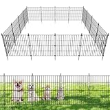 10 Panels No Dig Decorative Outdoor Garden Fence for Yard, 24 in(H) X 20 ft(L) Animal Barrier Fencing Rustproof Metal Wire Panel Border for Dog, Rabbits, and Patio Temporary Ground Stakes
