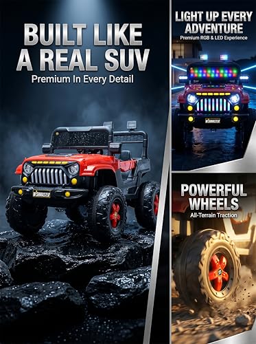 Image of Wishmaster Princess Electric Ride-On SUV - Stylish Off-Road Adventure Car for Kids with LED Lights, Music, Remote & Manual Drive | Music Player