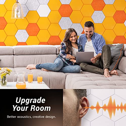 Image of 36 Pack High Density Hexagon Acoustic Panels, TONOR 12 inchx 10 inchx 0.4 inch Soundproof Wall Panels, Sound Absorbing Panels for Interior Wall Decor, Peel and Stick Modern for Studio, Office, Home, White