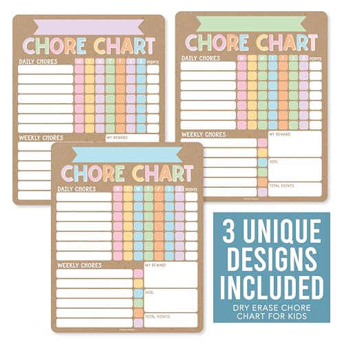 Image of Hadley Designs Magnetic Chore Chart for Kids Multiple Kids - Dry Erase Chores Chart for Adults and Teens, Responsibility Task List for Family, Fridge Task Board Tracker at Home, Kraft Chore Board