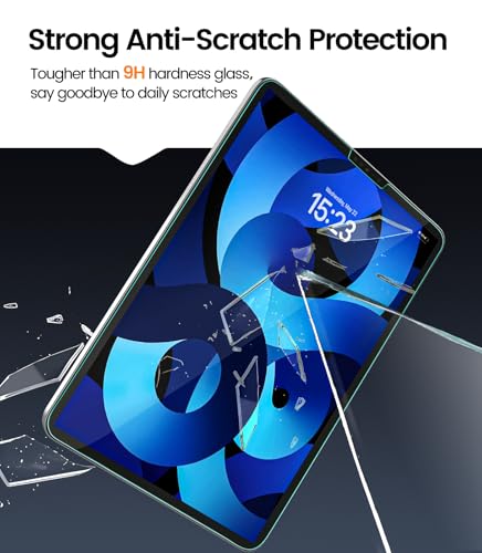 Image of EZ-GLAZ-2 Pack for iPad Air 5th 4th Gen 10.9 Inch & iPad Pro 11 Inch (4th 3rd 2nd 1st Gen) Screen Protector, Military-Grade Shatterproof, 9H+ Tempered Glass with Installation Box, Anti-Scratch, Apple Pencil Compatible, HD Clarity, Bubble Free