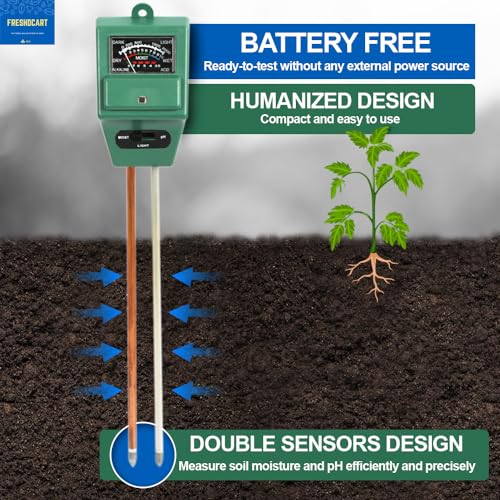 Image of FreshDcart Soil pH Meter | 3 in 1 Soil Moisture Sensor | Agriculture & Solar Light Meter, Moisture Meter with Garden Scissor and Garden Gloves for Plants, Acidity Tester (Multicolor, Combo of 3)