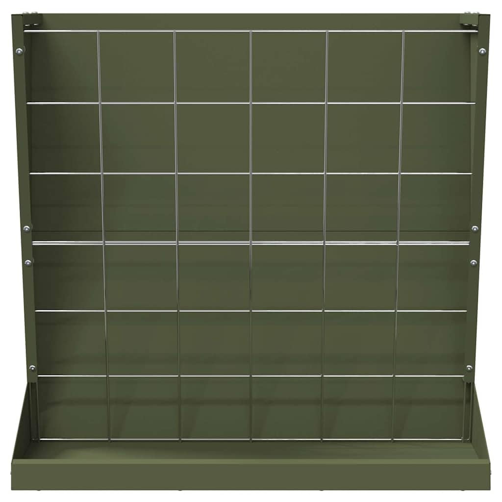 Comedero para heno verde oliva de acero laminado en frío, 71 x 33 x 70 cm, con 5 kg de capacidad, resistente a la intemperie, para interior y exterior, fácil de fijar para perros, gatos