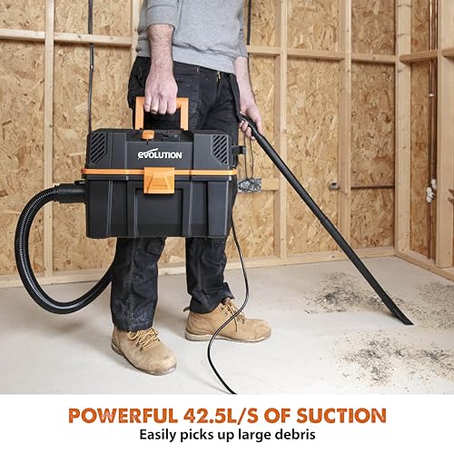 Evolution Power Tools R15VAC Vacuum Cleaner Wet and Dry Vac, Portable and Lightweight Ideal Dust Extractor for Saw Dust in Workshops, With Power Take-Off, Corded, Orange 6 Evolution Power Tools R15VAC Vacuum Cleaner Wet and Dry Vac, Portable and Lightweight Ideal Dust Extractor for Saw Dust in Workshops, With Power Take-Off, Corded, Orange - Image 6