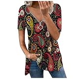 Ur_Ben Damen PuffäRmel Bluse Damen Bluse MäDchen 70Er Bluse Stehkragen Bluse Damen Boho Bluse Damen Geknotete Bluse TüLl Bluse Dirdnl Bluse(Schwarz,2XL)