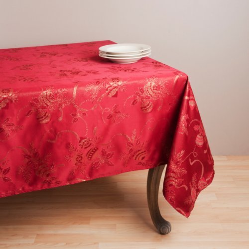 Fennco Styles Royal De Noel Holiday Design Jacquard Rectangular Tablecloth. One Piece. (70
