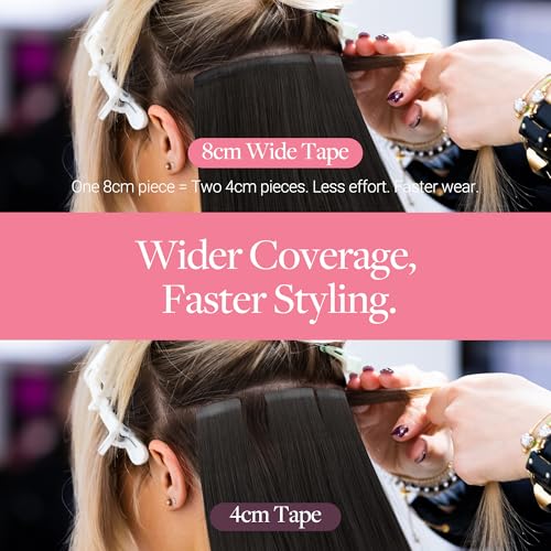 Image of GOO GOO Tape In Weft Hair Extensions Human Hair, 60A Platinum Blonde, 8cm Wide Tape, 20inch 20pcs 100g, Tape Weft Hair Extensions, Seamless Tape in
