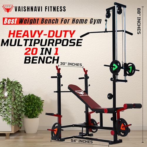 Image of 20-in-1 Multipurpose Bench Pro with Preacher Curl & Leg Developer | Adjustable Multi-Workout Weight Bench | Heavy-Duty Iron Frame | Black