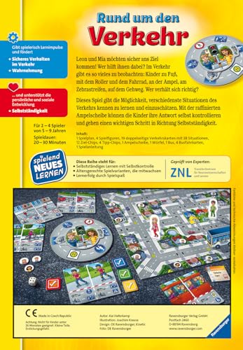 Ravensburger Lernspiel Rund um den Verkehr 24997, Kinderspiel, ab 5 Jahren, für 2-4 Spieler