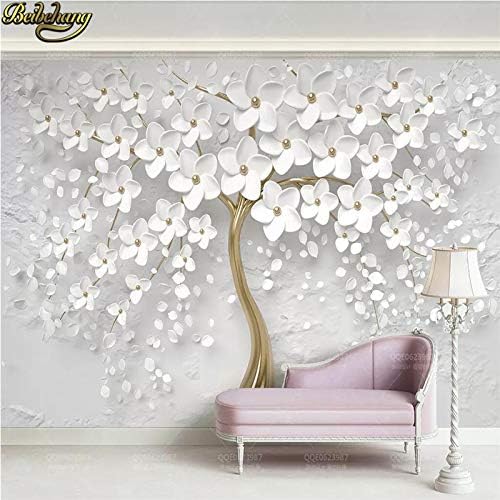 Image of Avikalp Exclusive AWZ0336 3D White Bloom Flower Tree Nature Background HD 3D Wallpaper(152cm x 121cm)