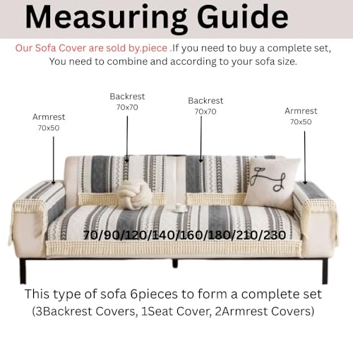 Image of HOMETHREADS Innovative European Premium Style Anti Slip Cotton Sofa Cover Mat with PVC Backing for Non-Slip Comfort (Grey, 5 Seater | 70x230cm)