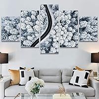 SIGNWIN 5 Panel Canvas Wall Art Modern Art Aerial Expressive Global Landscape Mountain Multicolor Photography for Home Decorations Ready to Hang - 60