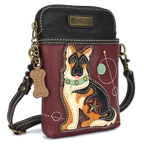Image of CHALA Dog Collection Cell Phone Crossbody Purse-Women PU Leather /Canvas Multicolor Handbag with Adjustable Strap