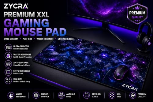 Image of ZYCRA Gaming Mouse Pad Large Extended Desk Mat | Waterproof Smooth Surface, Anti-Slip Rubber Base, Stitched Edges, Black Mouse Pad for Office, Work from Home & Gaming (3D Diamond Gaming Mat)
