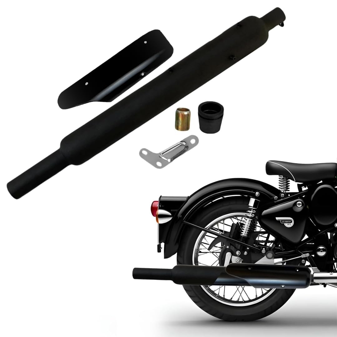 Original Long Punjab Silencer Free Flow For Loud Sound For Royal Enfield Classic 350-500cc, Bullet Standard 350-500cc, Thunderbird 350-500cc Electra 350cc. (BS3-BS4, Black)-image-12