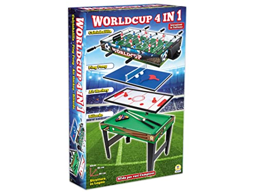 Teorema Giocattoli - 4 in 1 Spieltisch aus Holz, Tischfußball, Tischtennis, Air Hockey, Billard, Maße 96 x 86 x 68, 67359 – Bild 5