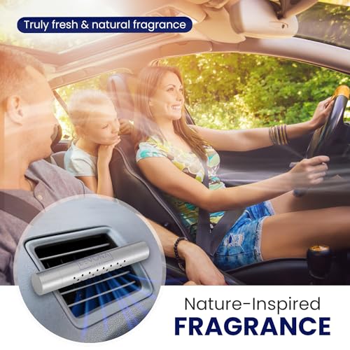 Image of Levona Scent Car Vent Clips: Car Diffuser Fragrance with 5 Assorted Scent Sticks Variety Pack - Air Freshener for Men & Women - Luxury Refresher Clip - Silver