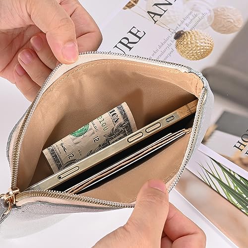 Image of Genuine Leather 4.5 x 6.5 Wristlet Purse for Women, Evening Wristlet Pouch Clutch Bag