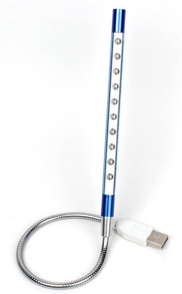 Twotigersking toush switsh usb led light portable and easy to store usb port flexible metal wire allows multiple positions (blue)