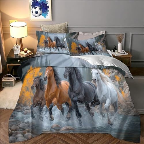 Housse de Couette Chevaux Sauvages Facile à Changer avec Fermeture Éclair - 6
