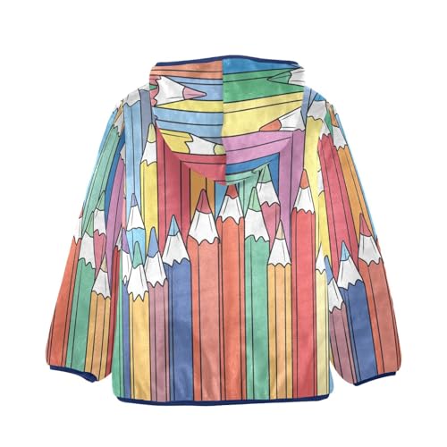 Color Pencils Girls Fleece Jacket Girls Fall Jacket Girls Zip Up Hoodie Girls Sherpa Jacket 2-10T2
