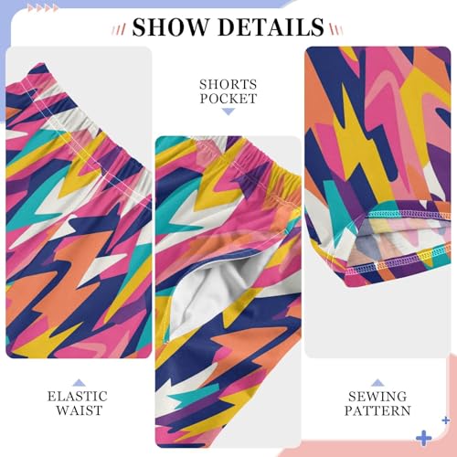 Boys' Pants Colorful Lightning Bolts Doodle Long Bottoms Jogger Pants Elastic Waist Trousers with Pockets S-XL4