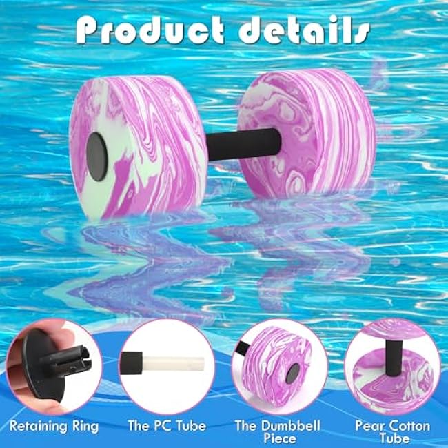 Aquatic Exercise Dumbbells, 2PCS Aqua Fitness Barbells, High-Density EVA-Foam Dumbbell Set, Pool Weights Dumbbells Set for Water Aerobics Weight Loss, Pool Fitness, Water Exercise