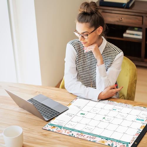 Image of Ospelelf Desk Calendar 2026-2027 Large 22 inchx17 inch Monthly Family Planner Pad with Protective Cover 18 Months Use July 2026 to December 2027 Ditsy Floral