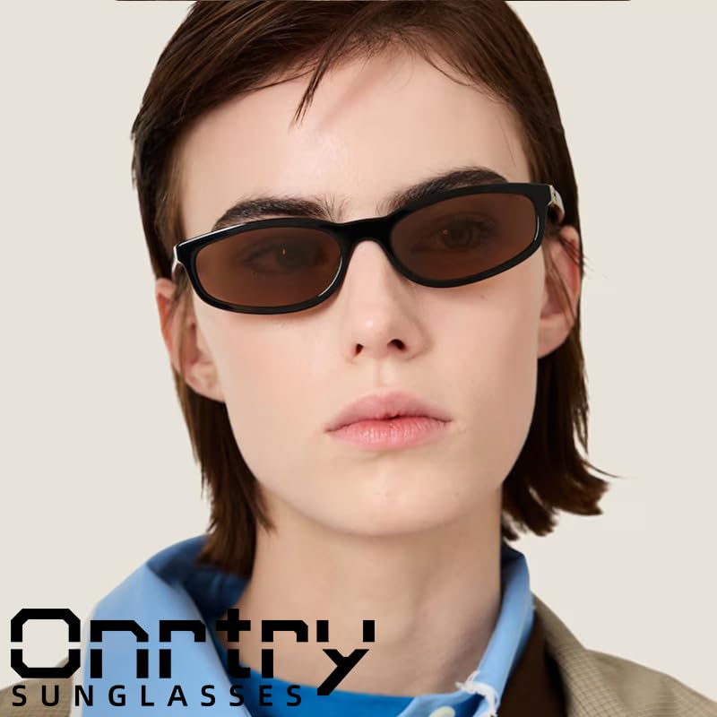 Onrtry Narrow Rectangle Sunglasses for Women Men Vintage Small Square Frame Sun Glasses 90s Style Cat Eye Sunnies3