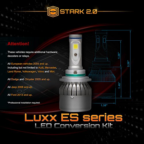 Stark 2.0 Luxx Es Series 80W 9000Lm All-In-One 360° Led Cob-Flip Chip Conversion Kit Cool White 6000K 6K Pair Bulbs Headlight Or Fog Lights - 9006 Hb4 #TOP4
