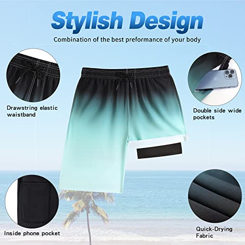 Mens Swim Trunks with Compression Liner 9" Swim Trunks Quick Dry Surfing Summer Beach Shorts Swimsuit Sports Shorts4