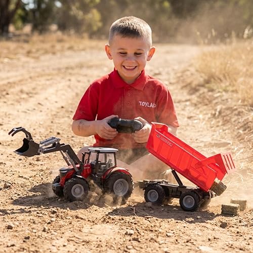 Tracteur rouge télécommandé rechargeable pour éviter les piles - 7