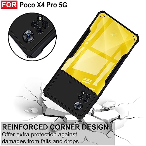 Image of Zapcase Back Case Cover for Poco X4 Pro 5G | Compatible for Poco X4 Pro 5G Back Case Cover | 360 Degree Protection | Clear Case with Camera Protection | (TPU + PC | Matte Black)