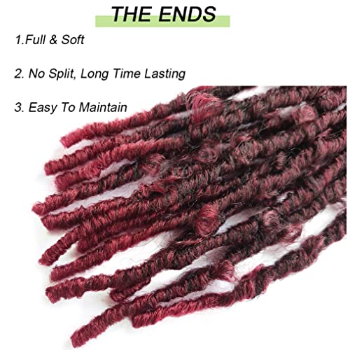 8 Packs Pre Looped Butterfly Locs Crochet Hair 12 Inch Burgundy Red Distressed Locs Crochet Braids Soft Butterfly Faux Locs Crochet Hair (12Inch,1B/Bug) #TOP5