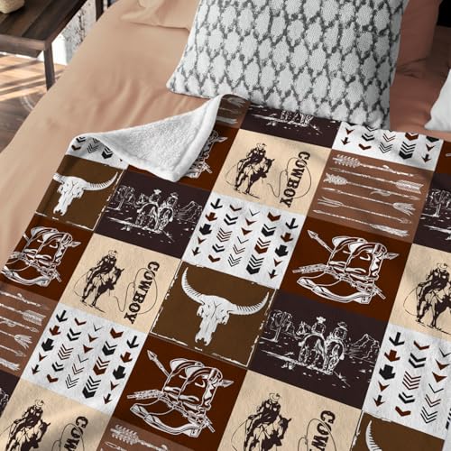 Image of Western Blanket, Western Decor for Nursery Room, Baby Blankets for Boys Girls, Cowboy Baby Blankets, Western Baby Stuff, Soft Warm Lightweight Nursery Bed Blanket for Newborn Toddlers (01, 30x40 in)