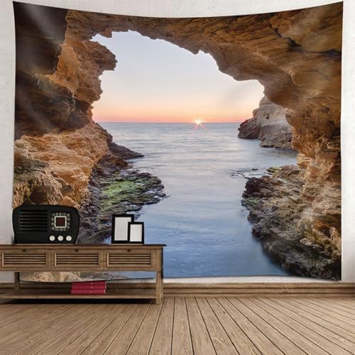 Tapisserie paysage mer 350x256 grande tenture murale pour un salon lumineux