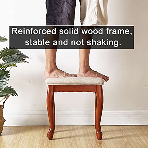 Taburete de tocador retro de madera con asiento acolchado grande para piano 7