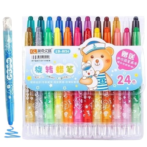 Image of Cots and Cuddles 24 Shades Twisting Rolling Crayons for Kids | Smooth & Mess-Free Coloring | Art & Craft Supplies for School & Home | Non-Toxic & Easy to Use, Multicolor | Best Return Gift for Kids