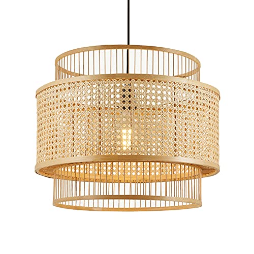 CSSYKV Araña Tejida A Mano Lámpara De Bambú Japonesa Estilo Pastoral Linterna Retro Plantilla De Lana De Ratán Sala De Estar Comedor Qijifeng Techo Accesorio De Iluminación Decorativa Cover
